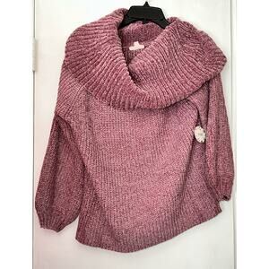 Oddi Orchid Fold-over Rib Knit Top ~ S/M